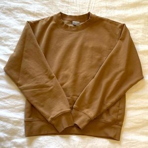 Aritzia TNA Cozy Fleece Perfect Crew Sweatshirt in Tobacco Brown